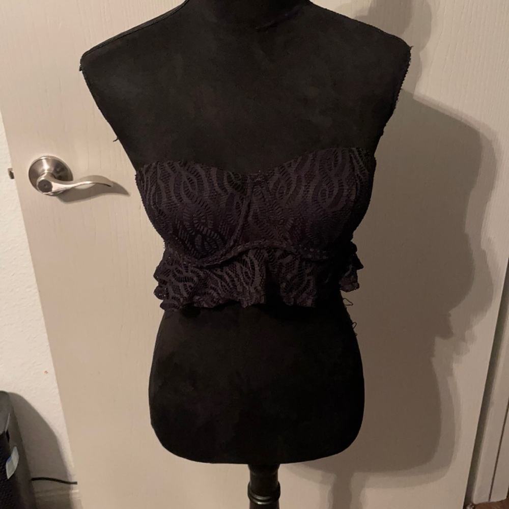 Black Laced Swim Top